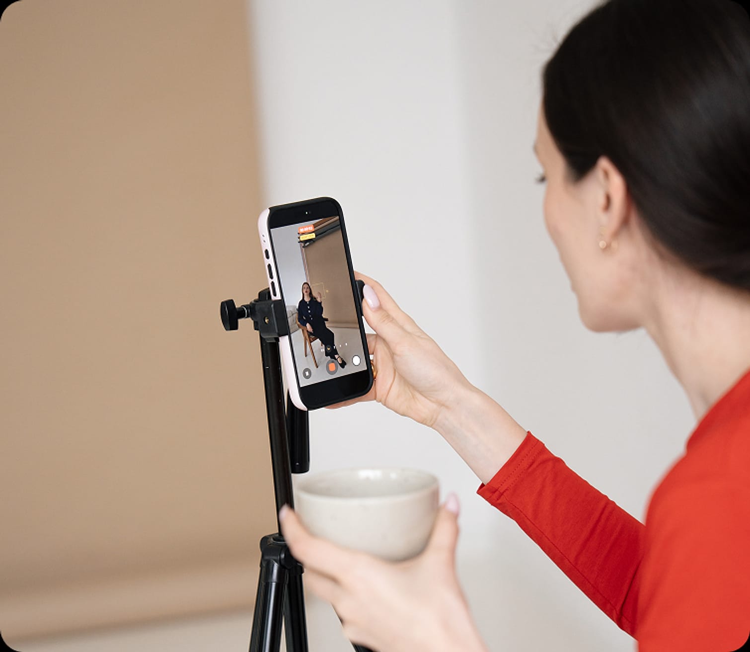 A studio photo shoot in progress